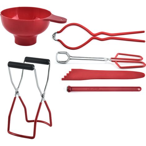 Kit Conservation Aliments - Rack En Acier Inoxydable - Lève-Bocaux - Clé À Molette - Entonnoir Plastique - Pinces Cuisine - 6 Pièces (1/5)