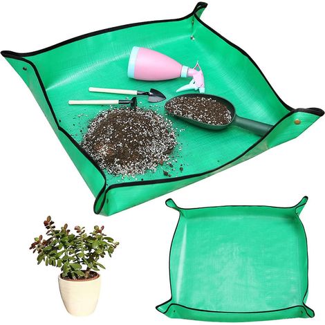 Lot de 2 tapis de jardinage pliables et imperméables pour retourner les plantes en pot et les rempoter. Idéal pour la plantation de plantes succulentes d'intérieur. (1/5)
