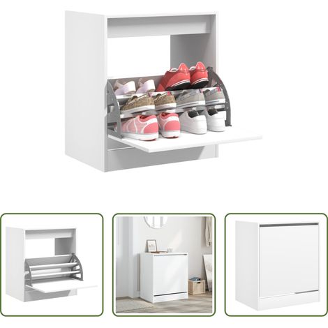Schuhschrank Weiß -  Schuhschrank Weiß 60x42x69 cm Holzwerkstoff (1/5)