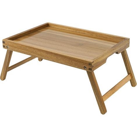 Klappbares Tablett aus Akazienholz fürs Bett – 32 x 20 x 2 cm – für Frühstück, Computer – Schlafzimmer (1/5)