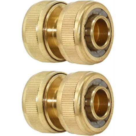 Réparateur de Tuyau d'arrosage 19 mm (3/4 Pouce) en Laiton, 2 pièces - Raccord de Tuyau de Descente, Solution Rapide Extension du connecteur, réparation Rapide- (1/5)