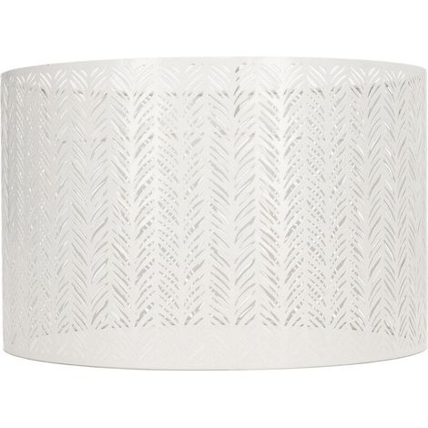 Jeffergarden Abat-jour tambour E27 E14 en forme de feuille de sapin, couvercle d'abat-jour décoratif en métal ajouré pour lampe de plafond murale de Table blanc-DOU
