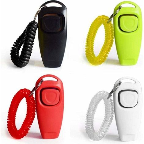 4 Pièces Chien Clicker Sifflet de Chien 2 en 1 de Clicker de Dressage avec Dragonne et Grand Bouton pour Chien, Chat ou Cheval Multicolore,4 Couleur-Fei Yu (1/4)