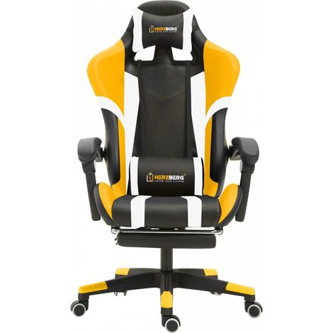 Herzberg hg 8083 dreifarbiger gaming und burostuhl mit linearem akzent in gelb 885