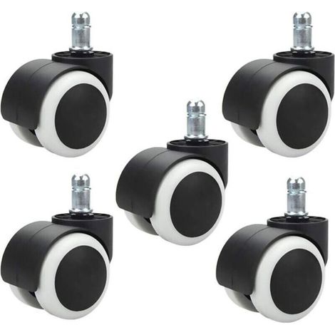 5 Pieces 48mm Office Chair Casters for Computer Chair, Swivel Casters for Office Chair, Replacement Wheels, Standard Stem Size 11mm × 20mm, Scratch-Free (1/5)