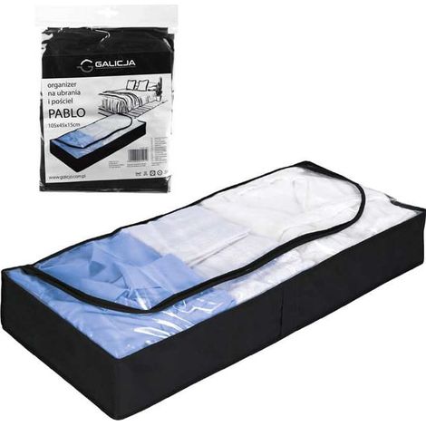Organizer-Hülle für Kleidung und Bettwäsche, 105 x 45 x 15 cm, Pablo, Schwarz (1/3)