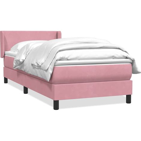 Maison Exclusive - Sommier à lattes de lit avec matelas rose 90x210 cm velours (1/5)