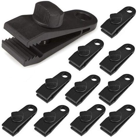 12Pcs Pince à pince pour bâche, ensemble de pinces à bâche résistantes Pince pour auvent instantané pour tentes Tarp Caravan Garden Shade Housse de, noir (12) (1/5)