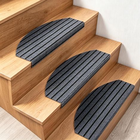 Lot de tapis d'escalier autocollants - 60 x 20 cm - Semi-circulaires - Protection antidérapante - Pour escaliers - Intérieur antidérapant - Pour protection des escaliers (1/5)