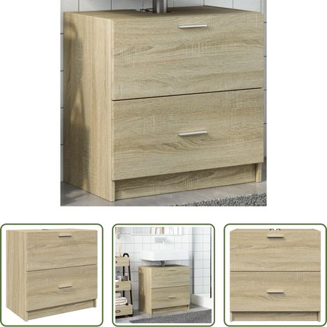 vidaXL Badezimmer Schrank - Waschbeckenunterschrank Sonoma-Eiche 59x37x59 cm Holzwerkstoff (1/5)