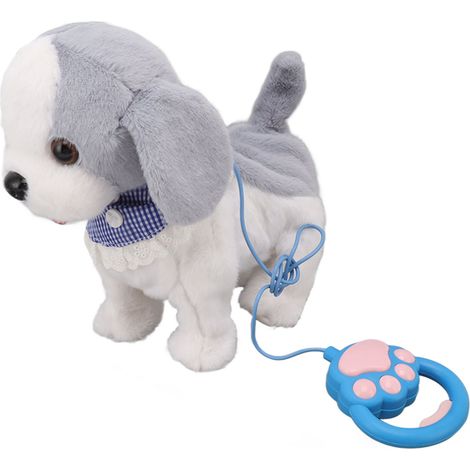 Marche et aboie chiot chien jouet interactif dansant électronique peluche animal avec télécommande laisse pour enfants gris (1/5)