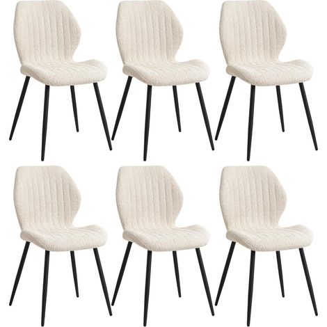 6er Set Esszimmerstühle mit Stoffpolsterung und Metallbeinen, Beige (1/5)