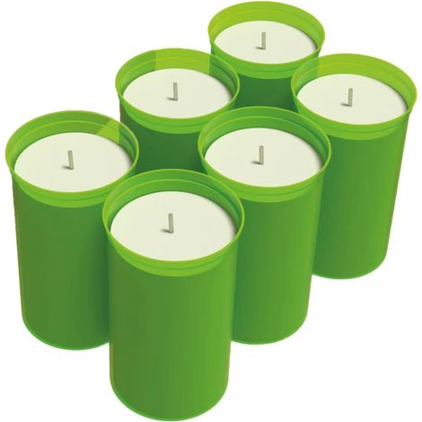 Bio Green Kerzen Ø 6,3 x 10 cm für Gewächshäuser grün/weiß 6er Pack