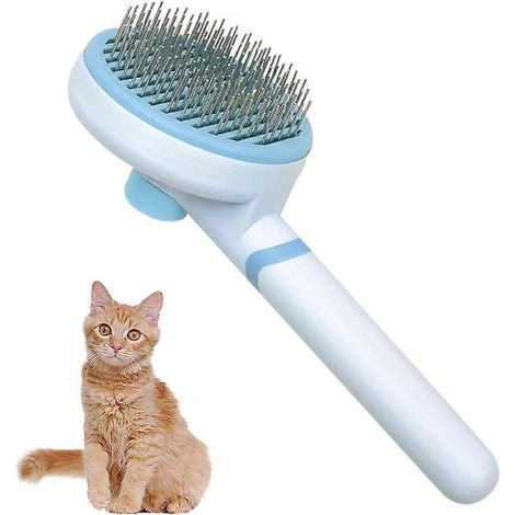 Peigne pour chien Pet Beauty avec tapis d'épilation, brosse autonettoyante et massage pour animaux - Bleu (1/5)