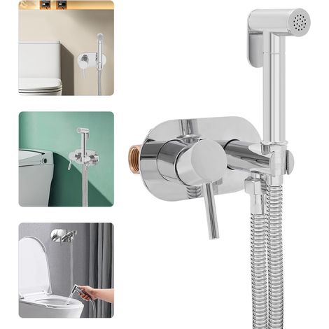 【Chauffage et ventilation】Kit de Pulvérisation de Toilette en Acier Inoxydable, Douchette à main à jet puissant pour WC, Mélangeur Eau Froide et Chaude pour Hygiène Personnelle et Soins de Nettoyage (1/5)