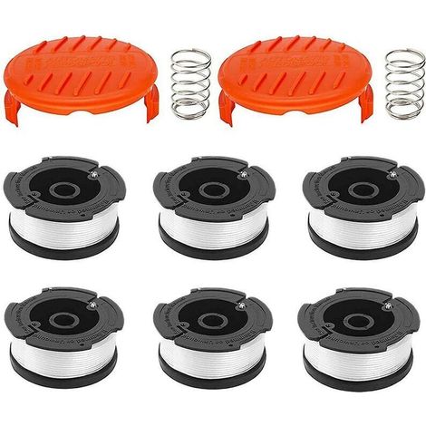 Packung mit 6 Fadenspulen und 2 Schutzkappen zum Austauschen der Fadenspule bei Black & Decker Rasentrimmern (1/3)