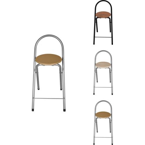 Taburete Plegable 80x40x45 cm - Elegante y Duradero en Negro y Plata con Reposapiés, Ideal para Cocina