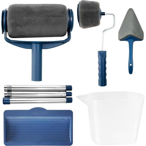 Hochwertiges Farbroller-Set, Farbroller mit ausziehbarem Pinsel, Farbwanne, Farbrollen, Rührstab, Anti-Tropf-System, multifunktionales Farbset (1/5)