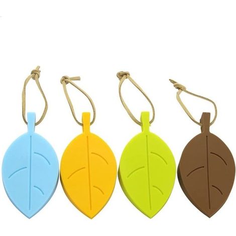 Fermaporta autoadesivo, ammortizzatore, fermaporta a forma di foglia in silicone, confezione da 4 fermaporta a forma di foglia con tracolla, fermaporta decorativo a forma di foglia (1/5)