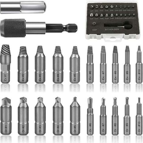 Kit extractor de tornillos dañados de 22 piezas para pernos y tornillos rotos, herramientas de reparación profesionales - KZQ