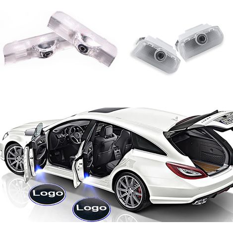 (Teana (2013-2021) - Modèle 4) 2 lampes LED d'éclairage d'ambiance pour portières de voiture avec logo et ombrage. (1/4)