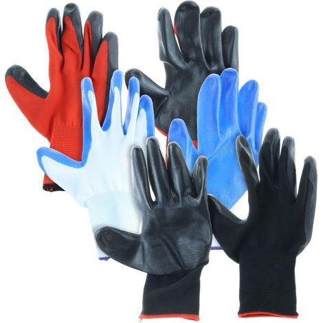 Lot de 3 paires de gants de travail pour hommes et femmes, gants de jardinage avec revêtement en latex froissé antidérapant, gants résistants taille 8/M (1/5)