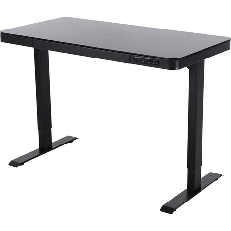 Escritorio regulable eléctricamente - 120x60 cm - Vidrio - Negro
