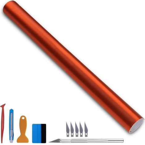 Auto Folie gebürstet Orange 100x300cm Metallic Matt Chrom Vinyl Aufkleber (1/5)