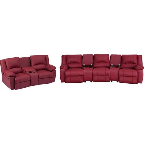 Canapé 3 places et 2 places relax en cuir de vachette rouge AROMA (1/5)