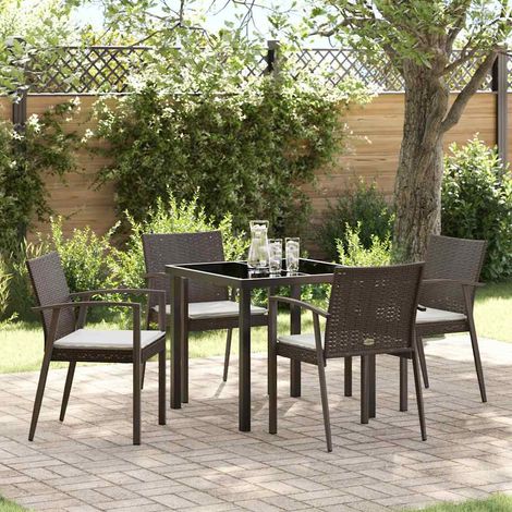 Garten Essgruppe 5 pcs Braun und Schwarz PE-Rattan (1/5)