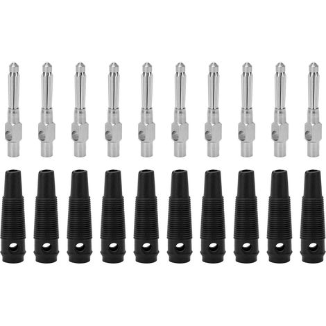 10 Fiches Mâles Empilables Banane 4mm 7 Broches Cuivre 1000V 32A avec Manchon Souple à Vis Noir (1/5)