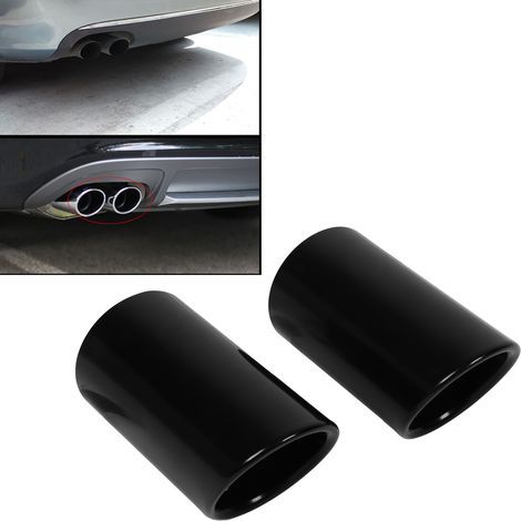 Juego de 2 embellecedores de escape de acero inoxidable negro brillante, para A4 B8 Q5, modificación de automóviles. (1/5)