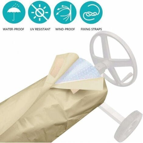 NALOOKAMIC 490x96cm Couverture Enrouleur Bâche Piscine en Tissu Imperméable,Couverture de Protection Piscine Extérieur Intérieur (1/3)