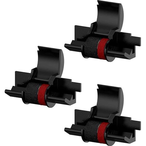 Rouleau d'encre pour IR-40T Machine à Ecrire, Rouleau Encreur Noir/Rouge Compatible avec Casio IR-40T, Canon CP13 et Nu-kote NR42, Sharp EL-1750V, Ruban de Remplacement pour Calculatrices, 3 Pièces