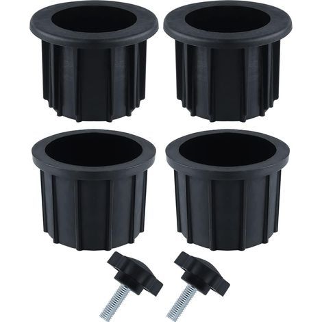 2 sets (6 pièces) accessoires parasol balcon - 4 anneaux + 2 vis bouton noir (1/5)