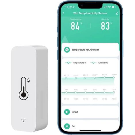 1 x Capteur de température et d'humidité Tuya Wifi, thermomètre-hygromètre d'intérieur (1/5)