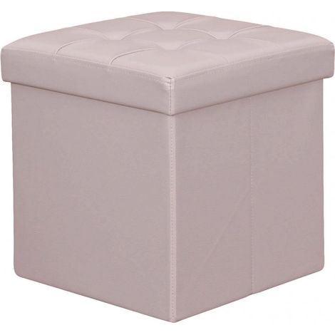 Pouf Contenitore Quadrato In Ecopelle Naturale