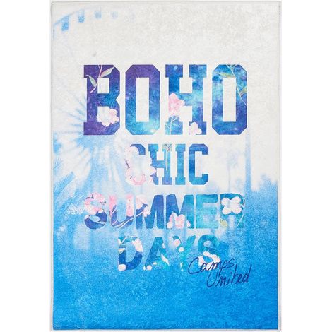 Tapis enfant tissé 60x90 bleu rectangle BOHO (1/5)
