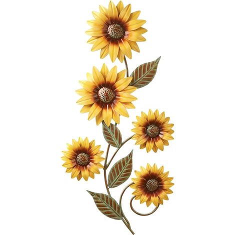 Décorations de murs de fleurs métalliques, décorations de jardin extérieur de tournesol, utilisées à l'intérieur ou à l'extérieur, maison, jardin, cour, terrasse, clôture (1/5)