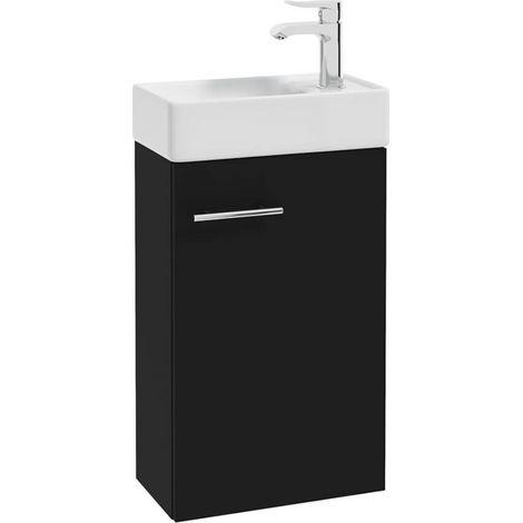 Badezimmermöbel hängend - 40 cm - schwarz hochglanz - modernes Design - platzsparend und elegant (1/5)