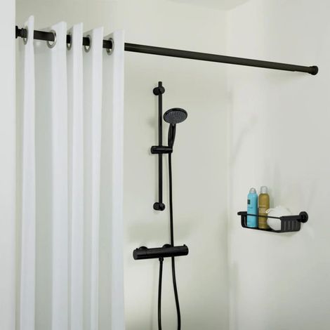 Barra telescópica para cortina de ducha negro 125-220 cm Sealskin