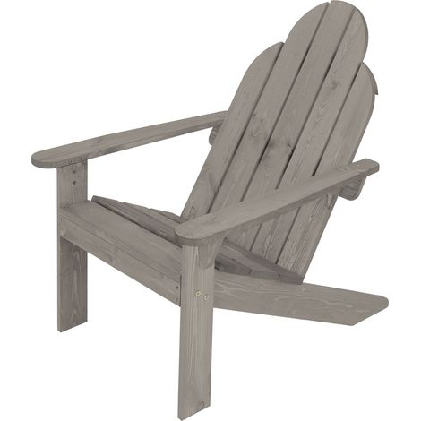 ECD Germany Chaise Adirondack en Sapin Massif, 92,5x70x89 cm, Gris, Fauteuil de Jardin Ergonomique avec Dossier et Accoudoirs, Siège Extérieur Résistant aux Intempéries, Relax de Balcon ou Plage