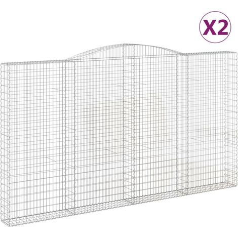Paniers à gabions arqués 2 pcs  Mur en gabion 400x30x220/240 cm Fer galvanisé