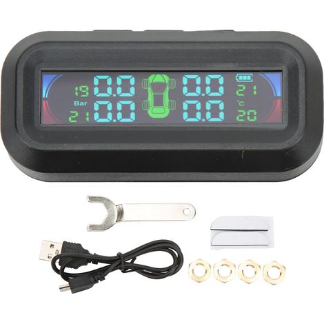 Système de surveillance de pression des pneus solaire sans fil écran LCD TPMS pour camion, voiture, remorque, véhicule de tourisme DC 5V (1/5)