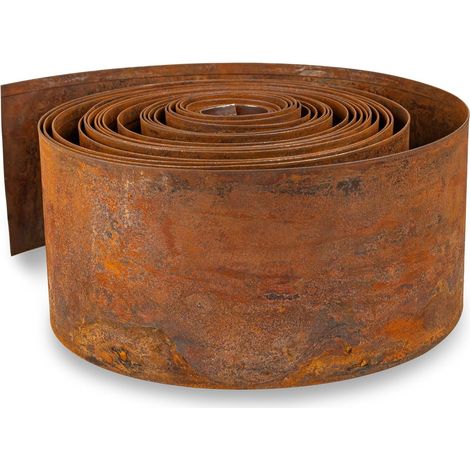 Bordure de Jardin en Acier Corten 10 m - Bordure de Pelouse en Métal, Hauteur 14 cm - Montage Facile - Bordure de Gazon en Rouille, 1 Paire de Gants Incluse (1/5)