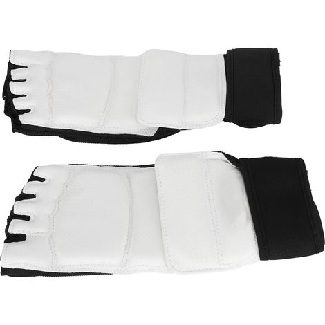 Lot de 2 protège-pieds de taekwondo, protection de cheville pour la boxe, support pour adultes et enfants, entraînement en salle de kickboxing, noir et blanc, taille S