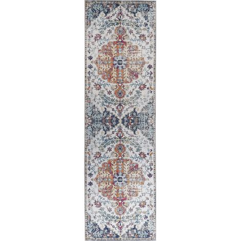 Alfombra de poliéster multicolor 60 x 200 cm aspecto envejecido vintage Enayam (1/5)