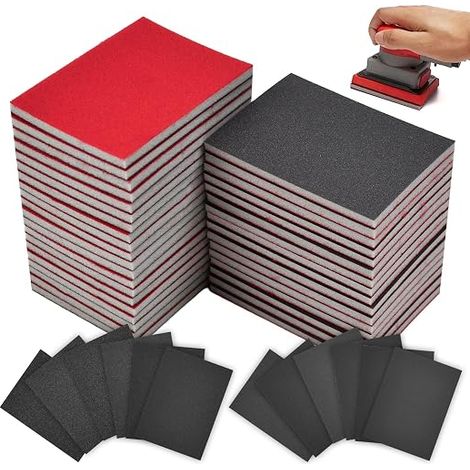 Foam Sanding Sponges, Sanding Sponge 100 x 70 x 5 mm, Washable Grit 180/240/320/400/600/800/1000/1200/1500/2000/2500/300 00, for Wood Plaster Paint Metal (1/2)
