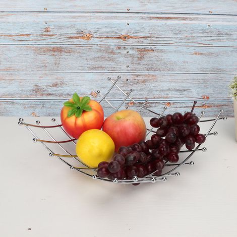 Obstschale aus Edelstahl für Wohnzimmer und Schreibtisch, langlebiger Obstkorb mit Abtropffläche, Küchendekoration (1/5)