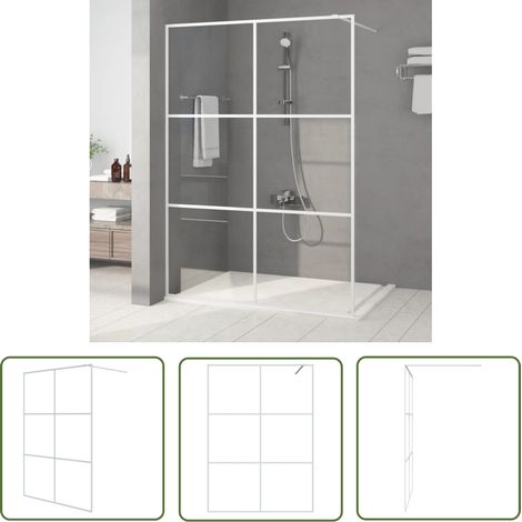 The Living Store Paroi de douche Blanc 140x195 cm Verre ESG transparent - Pare-douche - Salle De Bain - Douche - Paroi De Douche - Porte De Douche (1/5)